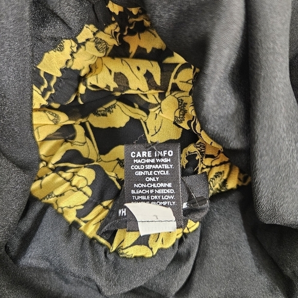 Who What Wear Floral Black Yellow Tiered Maxi Skirt Size L Lined elastic waist - Picture 5 of 5